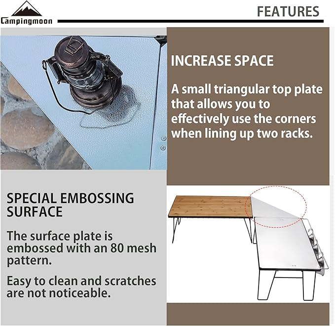 camping moon Corner Extension for Field Rack 4pcs Set Stainless Steel Embossing T-2306-4P