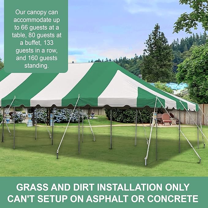 Party Tents Direct 20'x40' Weekender Canopy Pole Tent - Easy Up Canopy Tent with 160 Person Capacity - Outdoor Canopies for Parties, Weddings, & Events (Green/White Top)