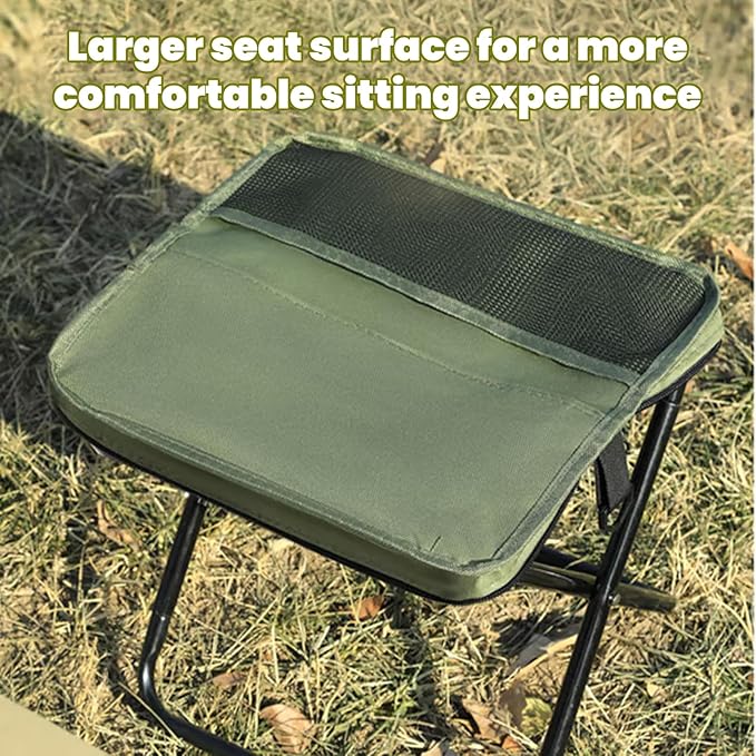 Foldable Portable Backpack Stool|Collapsible Stool for Camping,Hiking |Lightweight Ultralight Pocket Chair|Capacity 330LBS|Outdoor Footstool for Travel Walking Fishing Picnic BBQ (Army Green, Large)