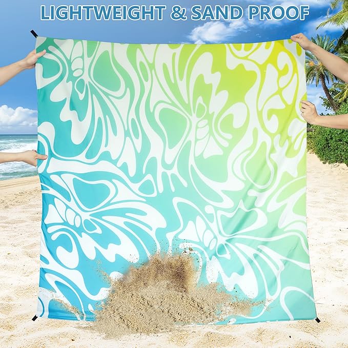 Beach Blanket, Sandproof Beach Mat, Waterproof Quick Drying Lightweight Outdoor Aztec Picnic Mat 79" X 83"/120"x108" for 2-8 Adults for Travel, Camping, Hiking