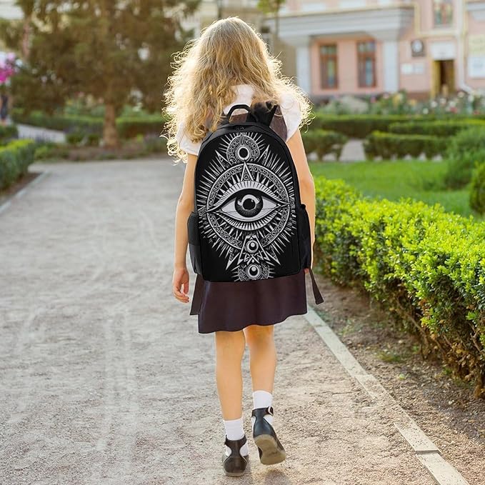 Adults Lightweight Black Evi Eyes Shoulder Book Bags Big Capacity Shoulder Bag With Adjustable Shoulder Straps for Trekking Work Walking Cycling