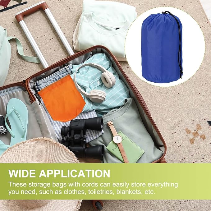 Stuff Sack, Nylon Waterproof Storage Sacks Portable Drawstring Dry Stuff Bag Gear Organization with Toggle, 5x10Inch Fit for Backpacking Camping Traveling Hiking(Dark Blue)