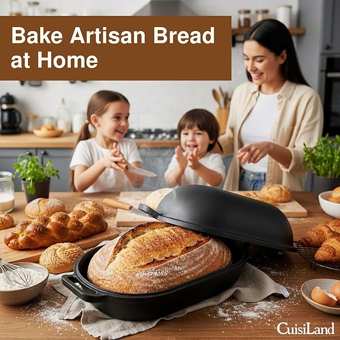 Cuisiland Large Heavy Duty Pre-seasoned Cast Iron Bread & Loaf Pan - A perfect way for baking