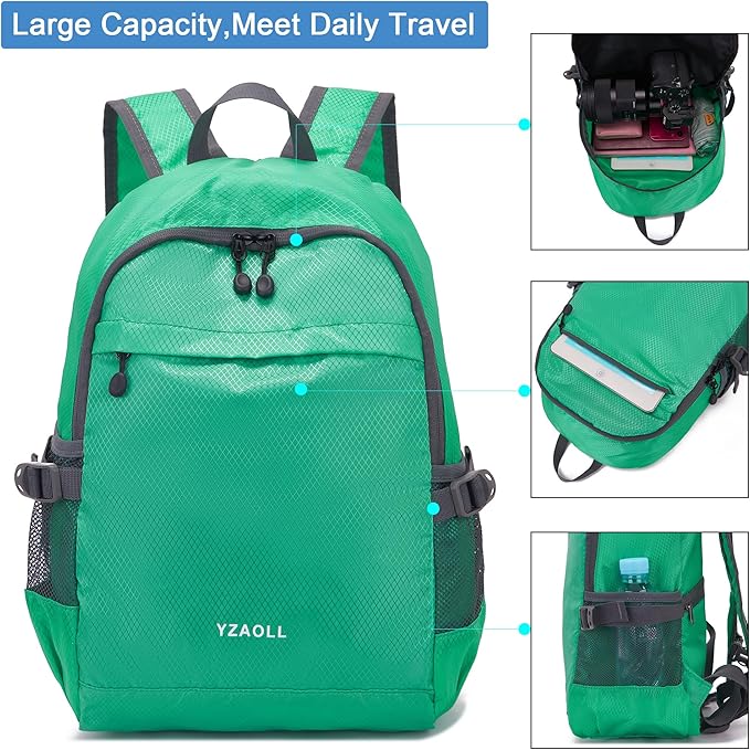 YZAOLL 20L Small Hiking Backpack Lightweight Day Packs, Packable Backpack for Women Men Travel Camping Vacation,LQing