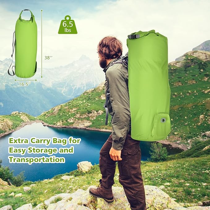 Giantex 4 Inch Self Inflating Camping Mat, Green, Compact, Inflatable, Lightweight