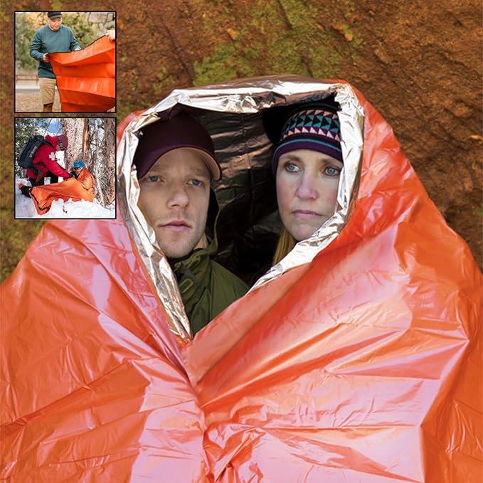 Emergency Survival Tent. 2-Person Tube Shelter Waterproof & Windproof Reusable Thermal Blanket Compact,Lightweight Includes SOS Whistle Perfect for Camping, Hiking, and Emergencies.