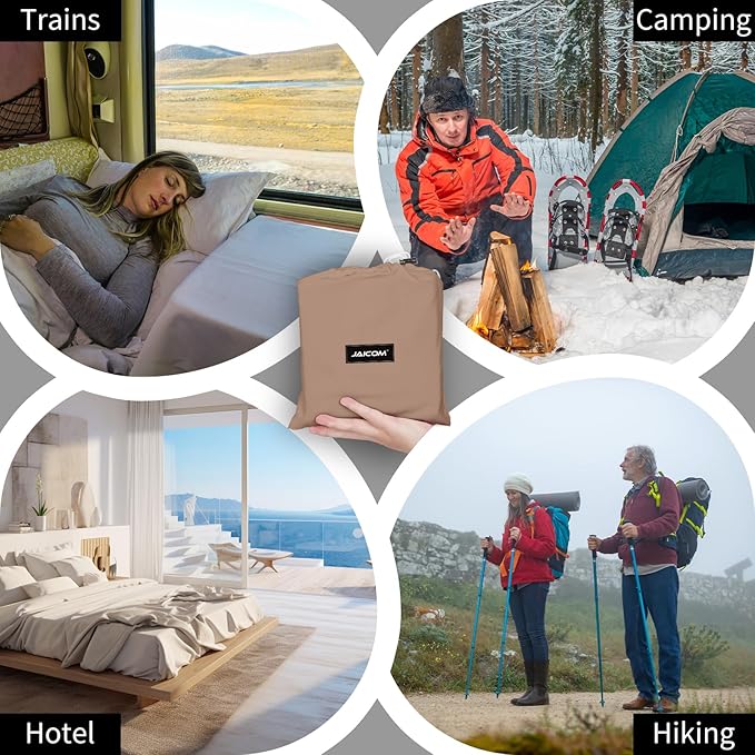 Sleeping Bag Liner - Travel Sheets for Hotel, Portable & Comfortable & Quick-Drying Adult Sleep Sack for Camping, Business Trips, Traveling, Hostel