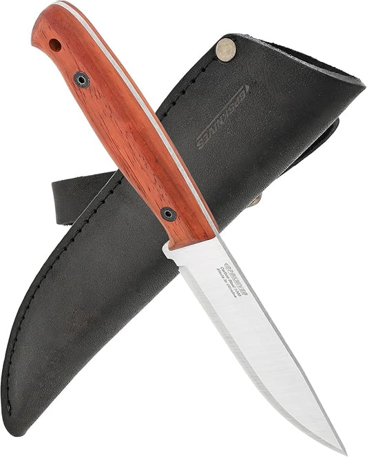 BPSKNIVES Flamebird Adventurer - Fixed-Blade Carbon Steel Bushcraft Knife with Leather Sheath - Outdoor Full Tang Utility Knives - Camping Knives - Survival Tactical Camp Knife