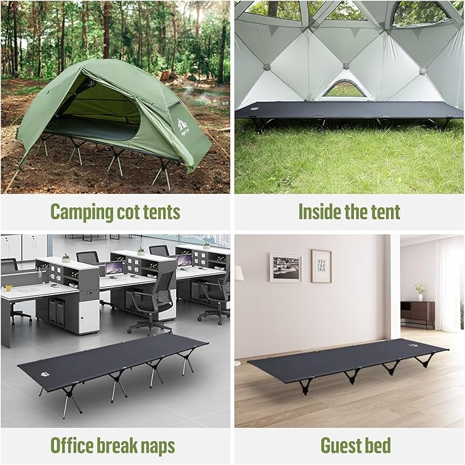 Night Cat Camping Cot Bed - Portable Folding Sleeping Cots for Adults 1-Person Outdoor Elevated Off-Ground Beds Easy Set-up Army Sleeping Bed 87"x32"