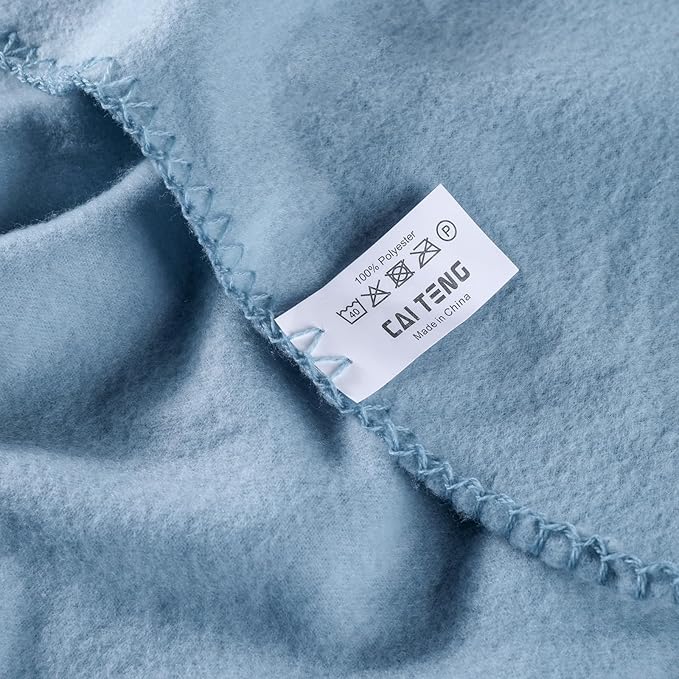 CAI TENG Fleece Throw Blankets Lightweight Warm Soft Cozy Kids Blanket Pet-Friendly Bulk Fleece Blanket Solid for Home, Bed, Sofa, Dorm, Office, Gifts, Outdoor Washed Blue 6 Pack 50 x 60 inch