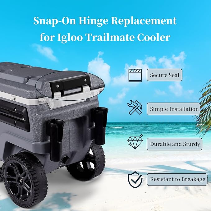 Cooler Hinge Replacement Snap-On Plastic Hinge, Compatible with Igloo TrailMate Coolers, Durable Replacement Parts for Broken or Worn Cooler Hinges