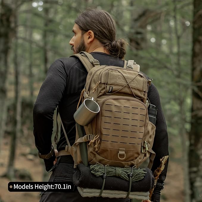 Mardingtop Small Military Tactical Backpack for Men,25L Molle Cordura Backpack for Hiking,Camping,Rucking