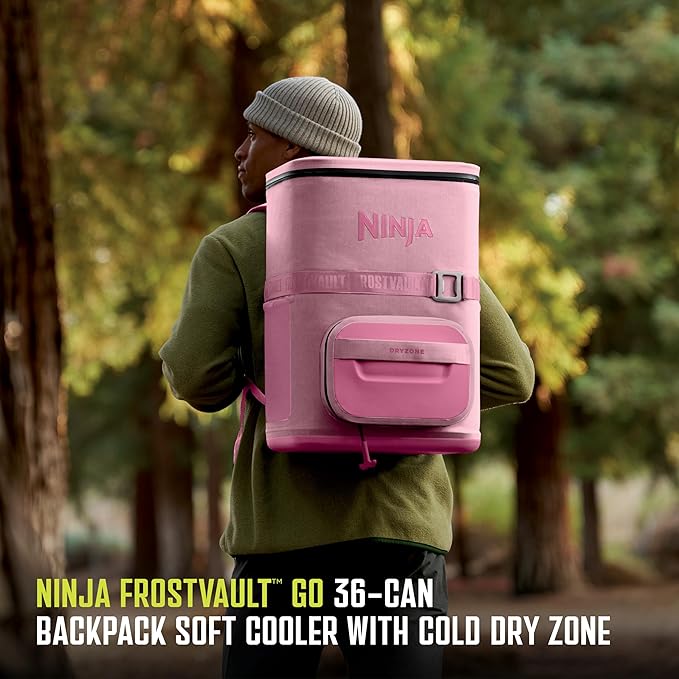 Ninja FrostVault Go Can Soft Cooler, 24/36 Can, Leak Proof, Built-In Cup Holder, 2 Ice Packs & Dry Storage Drawer, Polyester Insulation, Hiking, Camping, Picnic