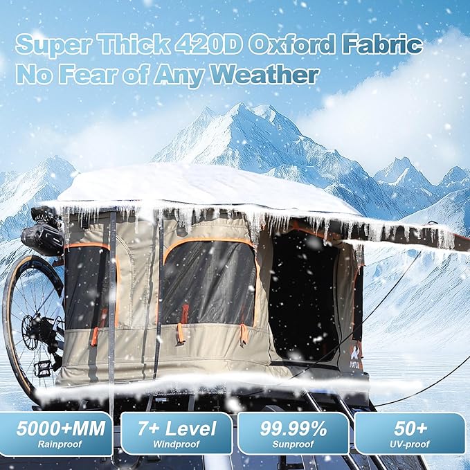Naturnest Single Person Rooftop Tent, Great View Ventilation Tent for 1 Person Camping, Waterproof UV-Resistant Blackout 4 Season Tents for Pickup Truck, Jeep, SUV, Van, Trailer - Orion Mini