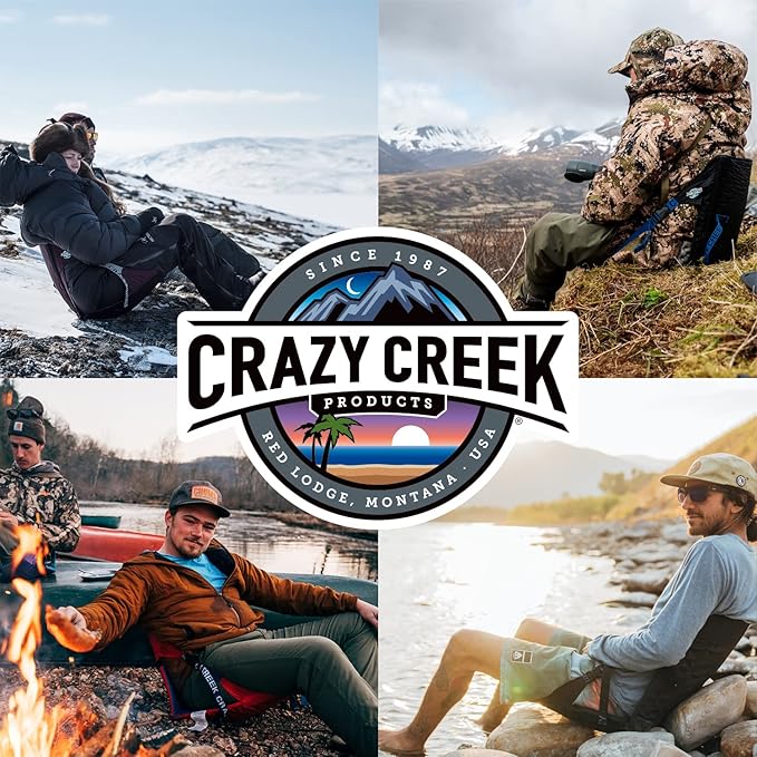 Crazy Creek Original Chair Perfect for Stadium Seats, Camping, Hiking & More, Comfort On All Terrains, Adjustable Straps, Lightweight Design, Water-Resistant, Slate