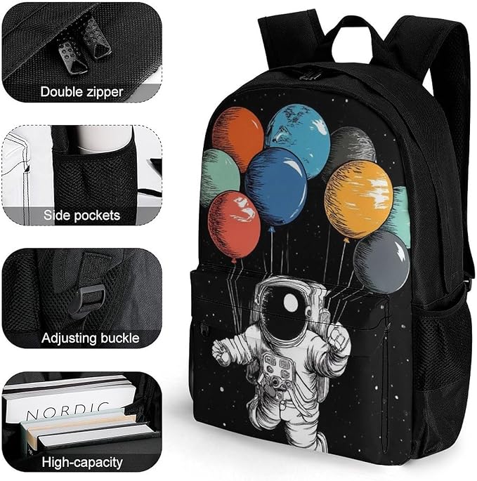 Supdreamc Backpack Lightweight Anti-Theft Multipurpose Trippy Space Astronaut Planet Art Shoulder Bag Large Capacity Travel Hiking Backpack With Padded Straps