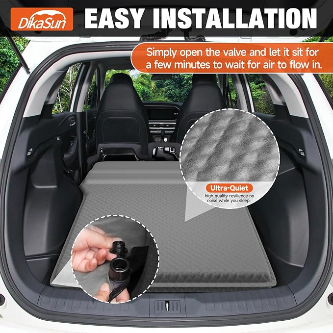 SUV Air Mattress, Self-Inflating Memory Foam Car Bed Mattress for SUV, Travel Camping Car Sleeping Pad with Storage Bag