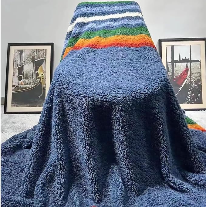 UKELER Boho Sherpa Fleece Blanket 60'' × 80'', Ultra Soft Aztec Throw Blanket for All Season, Native American Cozy Blanket for Couch Bed Sofa Office Camping
