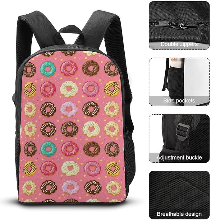 Casual Daypack Cute Pink Doughnut Donut Trekking Travel Hiking with Climbing Shoulder Bag, Shoulder Book Bags