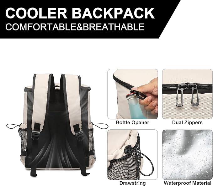 Backpack Cooler for Men and Women Insulated Waterproof Soft Lightweight Cooler Bag Leakproof 30 Cans Travel Camping Picnic Beach