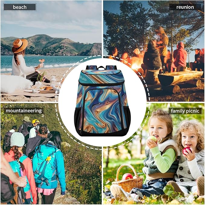 YETTASBIN Leakproof 36 Cans Cooler Backpack for Men Women - Marble Insulated Backpack Cooler Large Capacity Waterproof Lunch Bag for Hiking, Camping, Beach, Fishing, Work