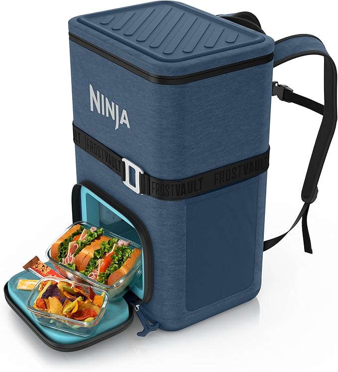 Ninja FrostVault Go Can Soft Cooler, 24/36 Can, Leak Proof, Built-In Cup Holder, 2 Ice Packs & Dry Storage Drawer, Polyester Insulation, Hiking, Camping, Picnic