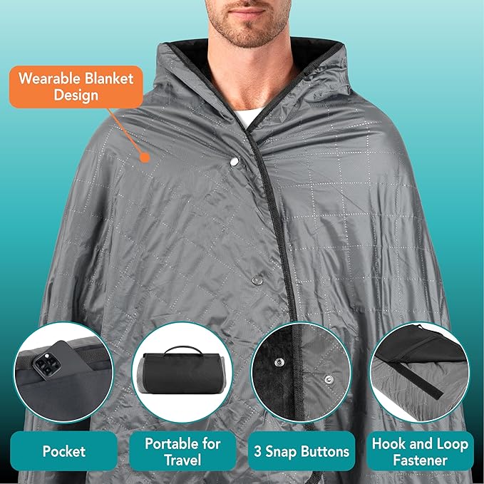 SUN CUBE Large Waterproof Camping Blanket, Fleece Quilted Stadium Blanket for Cold Weather, Windproof Foldable Outdoor Blanket Mat for Picnic, Beach, Pets, Car, 60x80in