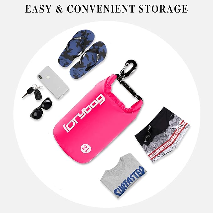 IDRYBAG Dry Bag for Kayaking Waterproof 2L/5L/10L/15L/20L, Small Dry Sack Waterproof Bag for Boating