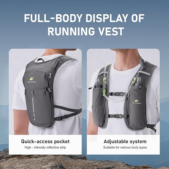 N NEVO RHINO Running Vest, Lightweight Hydration Vest, Insulated Water Backpack with 1.5L Water Bladder for Hiking, Trail, Running,Marathons,Cycling