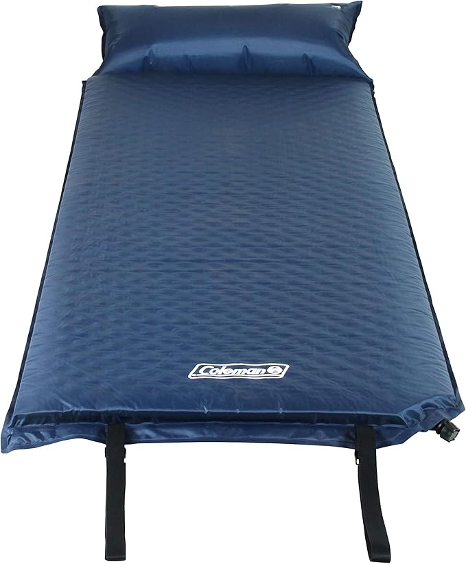 Coleman Self-Inflating Sleeping Pad with Pillow, Lightweight Inflatable Camp Pad with Extra Support & Quick Deflation, No Air Pump Needed