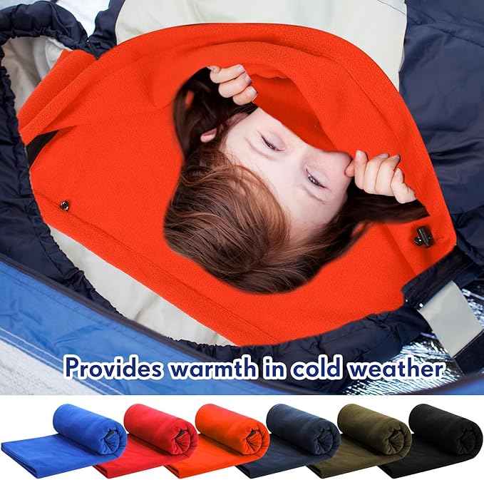 Preboun 6 Pcs Fleece Sleeping Bag Liner Adult Warm Sleeping Bag Liners Cold Weather 70.9 x 31.5 Inch Zippered Camping Sleep Sack Lightweight Sheet for Camping Backpacking Travel, Assorted Color