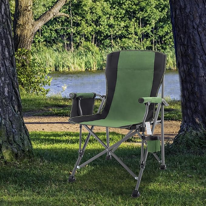 Fishing Chair Camping Chairs Foldable Lawn Beach Portable Campact Chair with Side Pockets and Cup Holder for Adults