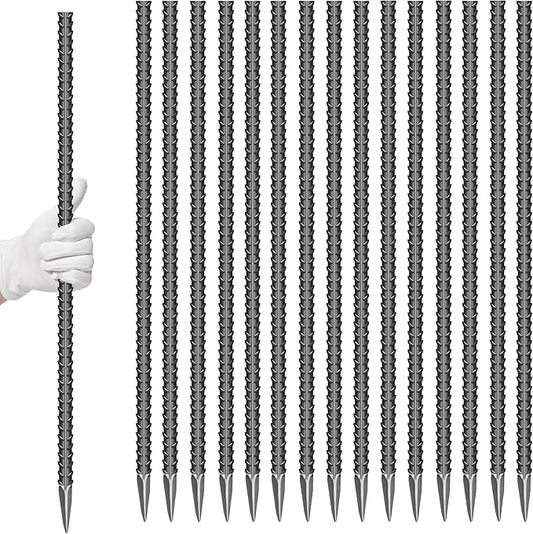16 Pieces 24-Inch Garden Ground Stakes Galvanized Steel Rebar Stake - Heavy Duty Anchors for Tents, Position Kits,Fences, and Trampolines