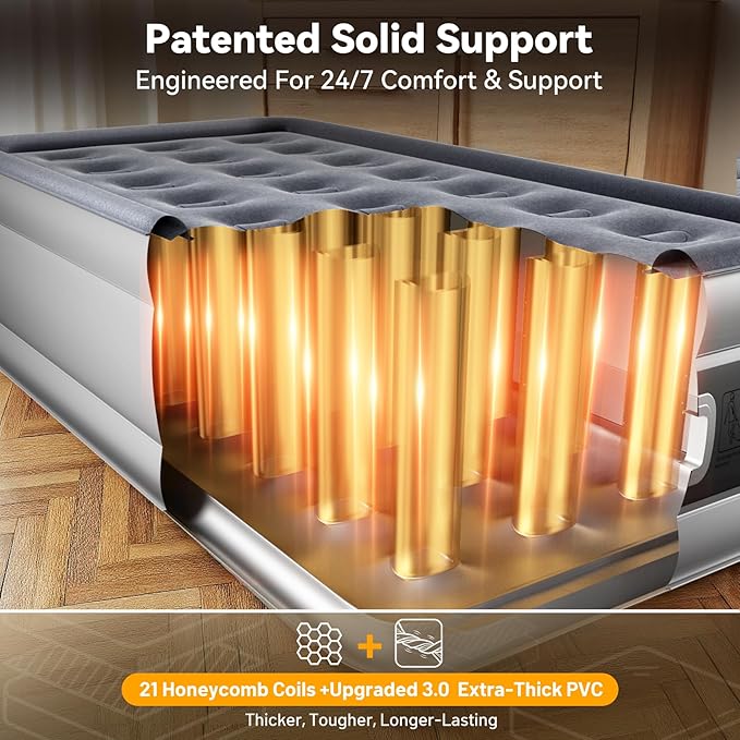 Twin Air Mattress with Built in Pump,18” Raised Blow Up Mattress,Inflatable Mattress in 2 Mins,Single Twin Size Air Mattress for Camping,Floor&Travel, Air Bed for Adults,330LB Max