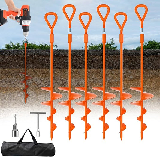 Phopich 18''/30" Long Ground Anchor, Heavy Duty Earth Anchors Ground Anchors Screw in Kit with T-Handle Hex Wrench for Camping Tent, Swing Sets, Securing Animals, Sheds, Trampoline