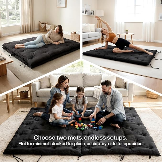 Syrinx Water Resistant Japanese Futon Mattress, Queen Size 80"x60", 2.5 Inch Thick Japanese Floor Mattress Tatami Mat, Foldable Floor Bed Sleeping Pad for Dormitory Guest Room Camping