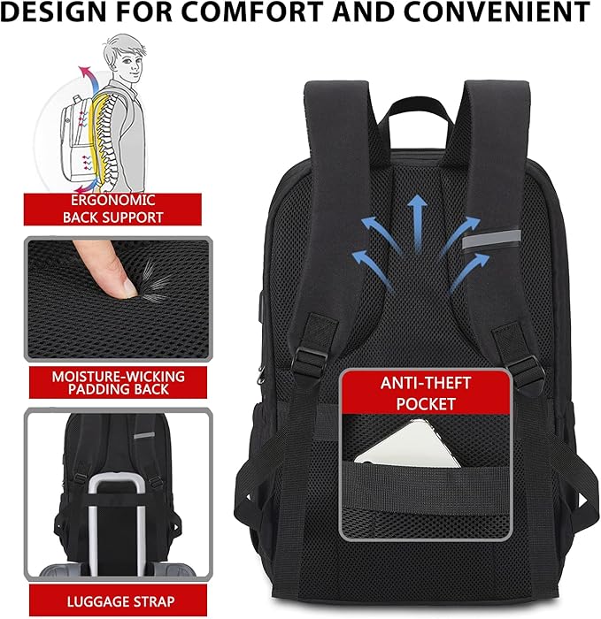 MAXTOP Travel Laptop Backpack with USB Charging Port Anti-Theft[Water Resistant] College School Bookbag Fits 17 Inch Laptop