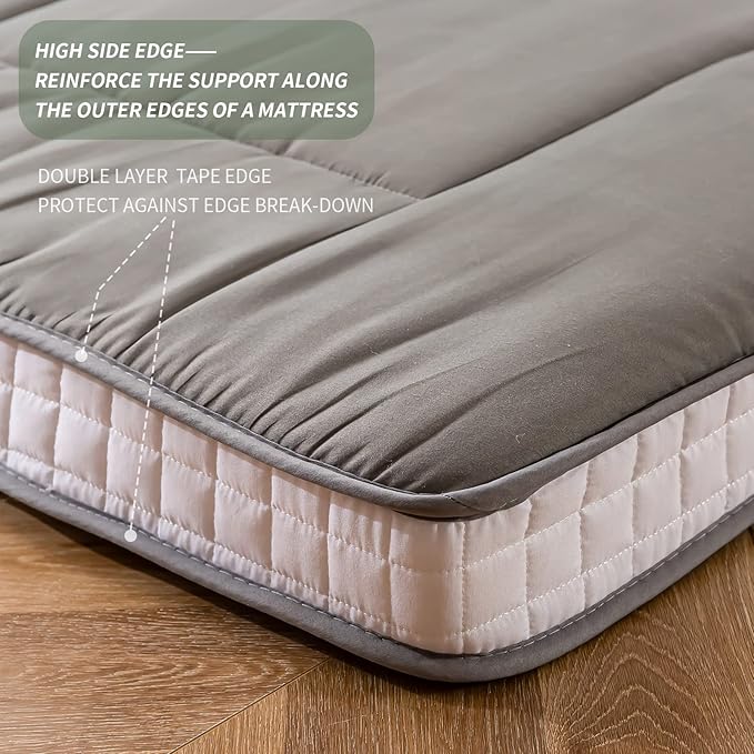 MAXYOYO King Futon Foam Mattress Topper, Japanese Foldable Mattress Bed, Extra Thick Folding Floor Couch for Adults, Dark Grey King Size