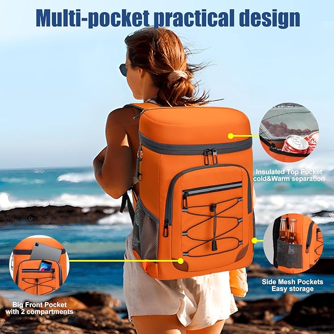 Backpack Cooler Insulated Leak Proof for Men Women 36 Cans Soft Cooler Backpack Insulated Waterproof Large Capacity Coolers Bag Portable for Lunch Camping Travel Picnic Hiking