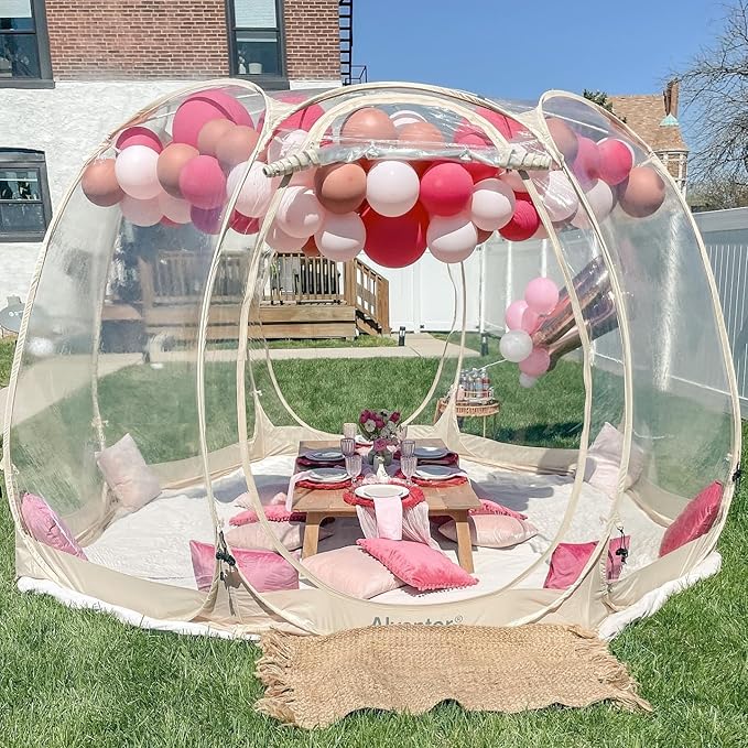 Screen Houses Pop-up Outdoor Camping Tent, 540 Degree Fully Transparent Non Dead Corner Gazebo