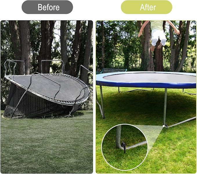 12 Pcs 12 Inch Trampoline Stakes: Trampoline Anchors High Wind Heavy Duty U Stakes for Ground - Trampoline Stakes Tie Down Anchor Kit for Swing Set, Soccer Goal & Camping Tents