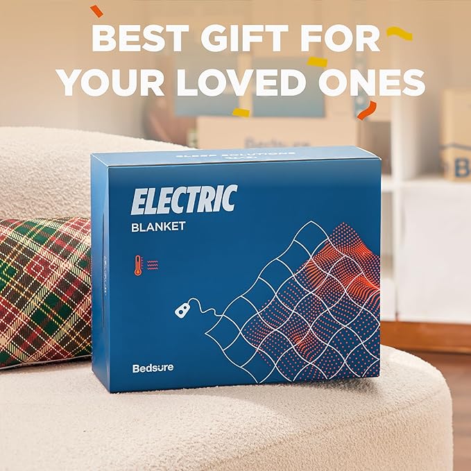 Bedsure Faux Fur Electric Blanket Queen Size, Dual Control Heated Blanket Queen, Fast Heating Blanket with 10 Heating Levels & 10 Time Settings, Cozy Gifts for Women Men (84x90 inches, Grey)