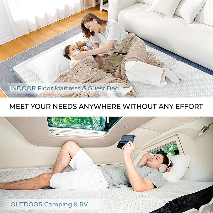 Odorless Foldable Mattress Full Size 75" x 54" x 6", 6 Inch Folding Foam Mattress with Storage Bag, Fiberglass Free Trifold Memory Foam Mattress for RV, Guest Bed