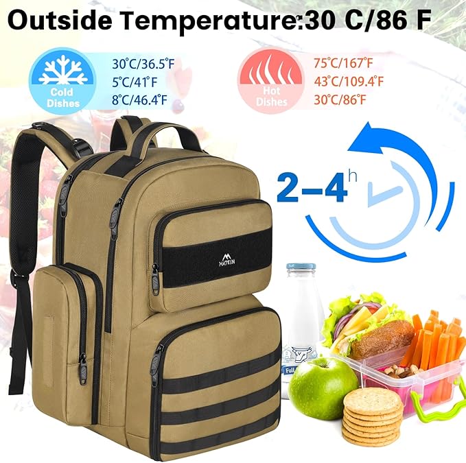 MATEIN Lunch Backpack for Men, 15.6 Inch Travel Laptop Backpack Insulated Cooler Bag Lunch box Rucksack, Extra Large Water Resistant College Work Computer Daypack Gifts for Men