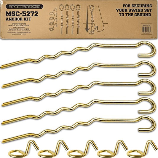 Sportspower MSC-5272 Metal Ground Anchor Kit for Swing Sets, Gold