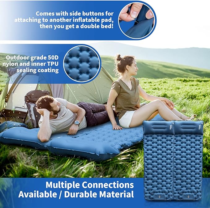 HiiPeak Sleeping Pad - Ultralight Inflatable Sleeping Mat with Built-in Foot Pump, Durable Compact Waterproof Camping Air Mattress for Camping, Backpacking, Hiking, Tent Trap Traveling