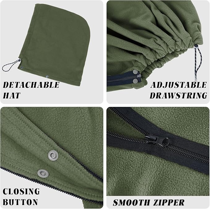 Fleece Camping Blanket, Large Poncho Wearable Blankets, Soft, Warm & Cozy, Lightweight, Portable, 74.5 in * 63 in, for Outdoors, Stadium, Concerts, Travel, Sports, Hiking, Beach, Sofa, Festival