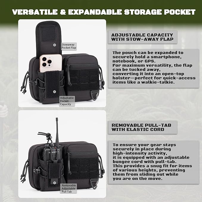 2-in-1 Convertible Chest Pack and Hydration Backpack with 2.5L Bladder, Hydration Vest for Women Men Outdoor Hiking Gravel Cycling Mountain Biking Running