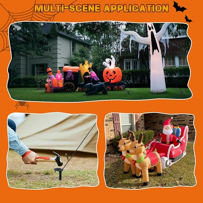 30 Sets Inflatable Ground Stakes and Tethers, 5.7" Yard Inflatable Plastic Stakes Heavy Duty with Hooks and Ropes, Camping Tent Stake for Outdoor Yard Inflatable Accessories Halloween Christmas Decor