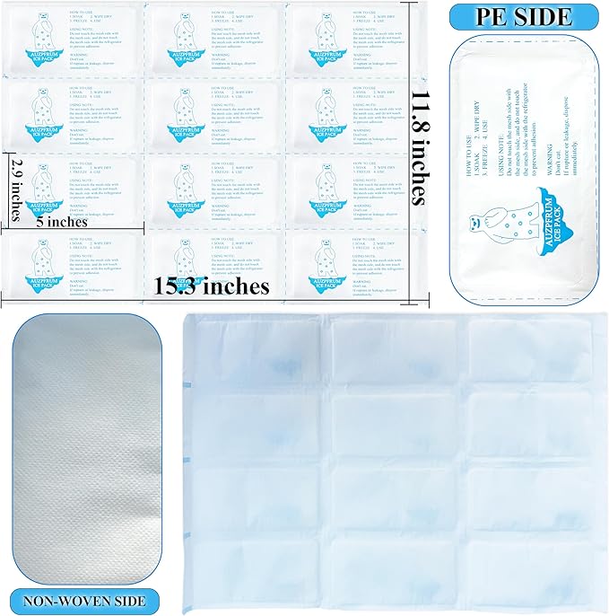 Reusable Ice Packs for Coolers - 10 Sheets(12 Large Ice Cells per Sheet) | Long-Lasting Cold Ice Packs for Shipping Frozen Food & Perishables | Freezer Packs for Lunch Boxes & Insulated Bags